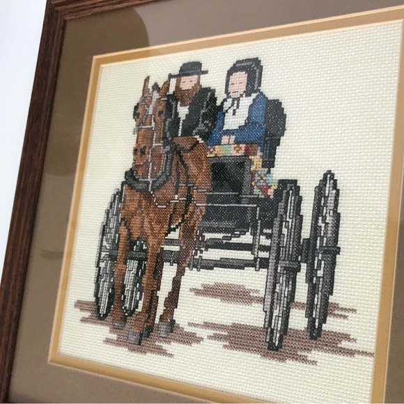 Needle point - Amish couple in horse sleigh - Couple amish en carriole - Picture 2 of 5